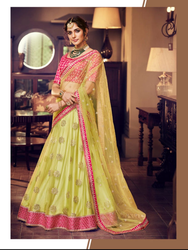 Splendid Nakkashi NAK4164 Bridal Liril Green Net Lehenga Choli - Fashion Nation