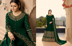 Abaya Style NIT3803 Green Georgette Silk Indo Western Long Anarkali - Fashion Nation