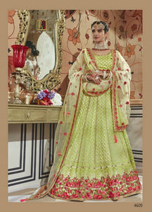 Attractive MN4609 Bridal Green Multicoloured Net Silk Lehenga Choli - Fashion Nation