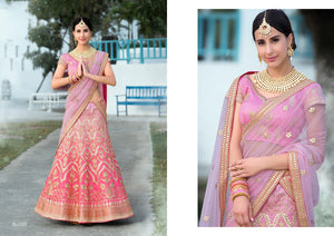 Trendy VAS1205 Shaded Lavender Pink Silk Net Lehenga Choli - Fashion Nation