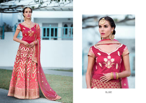 Colourful VAS1207 Shaded Pink Magenta Silk Net Lehenga Choli - Fashion Nation