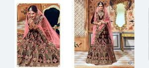 Striking Bridal MN4709 Maroon Multicoloured Velvet Lehenga Choli - Fashion Nation