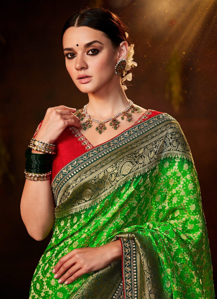 Mehendi Function Wear Silk Saree - Fashion Nation