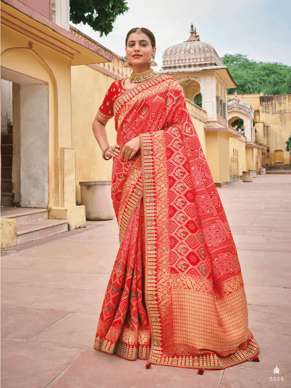Bridal Wear Bandhej Silk Weaving Saree - Fashion Nation