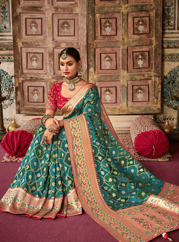Party wear bandhej saree discount