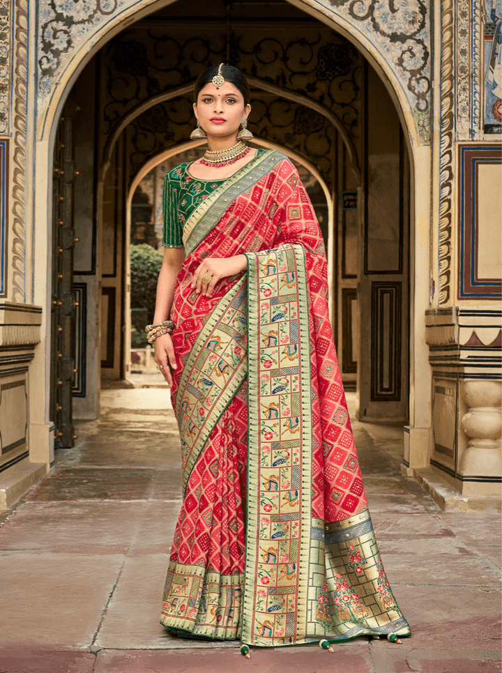 Mehendi Occasion Silk Bandhej Patola Saree - Fashion Nation