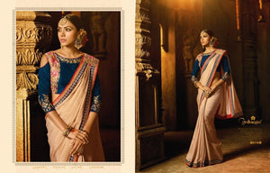 Party Wear ARD2118 Special Beige Blue Silk Saree - Fashion Nation