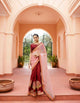 Attractive ARD4114 Finest Maroon Pink Multicoloured Nylon Tissue Silk Saree - Fashion Nation