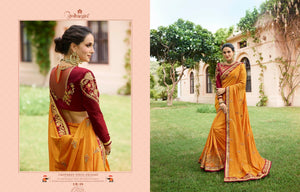 Curated ARD4116 Choicest Maroon Mustard Yellow Multicoloured Silk Cotton Saree - Fashion Nation
