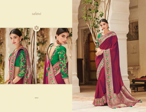 Superb KIM1013 Designer Wear Purple Green Banarasi Silk Weaving Saree - Fashion Nation