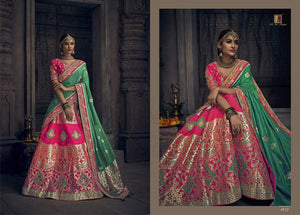 Awe-inspiring MN4912 Wedding Special Pink Green Silk Lehenga Choli - Fashion Nation